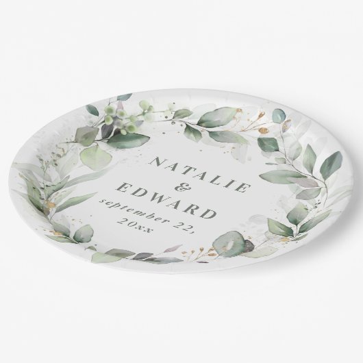 Tapete für Hochzeitsfeiern mit Wasserfarbe Pappteller (Schrägansicht)