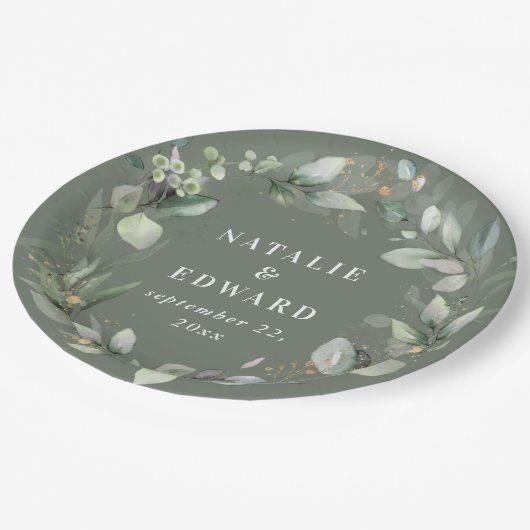 Tapete für Hochzeitsfeiern mit Wasserfarbe Pappteller (Schrägansicht)