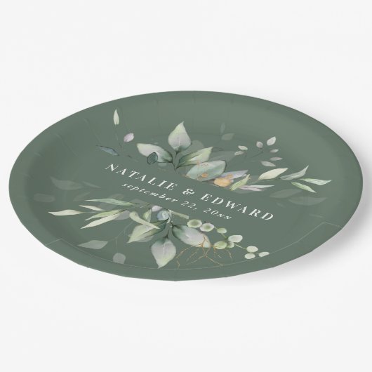 Tapete für Hochzeitsfeiern mit Wasserfarbe Pappteller (Schrägansicht)