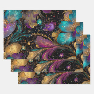 Tapete Intrigate Blumen Lila  Geschenkpapier Set