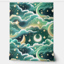 Tapete - Mintgrünes Mond-Design