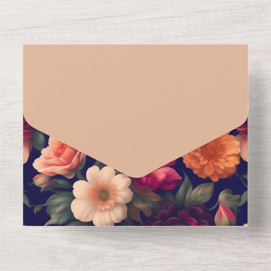 Tapete mit Blumenmuster All In One Einladung (Rückseite)