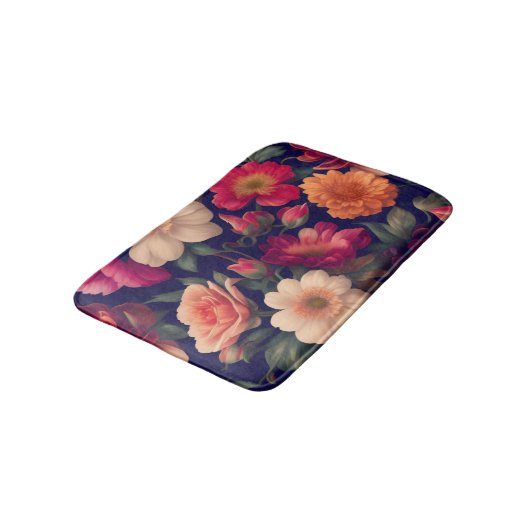 Tapete mit Blumenmuster Badematte (Schrägansicht)