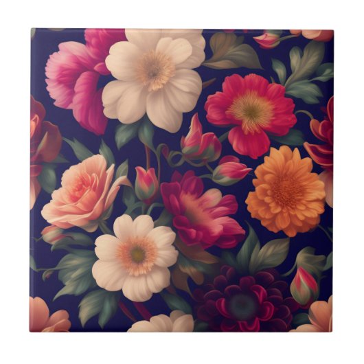 Tapete mit Blumenmuster Fliese (Vorderseite)