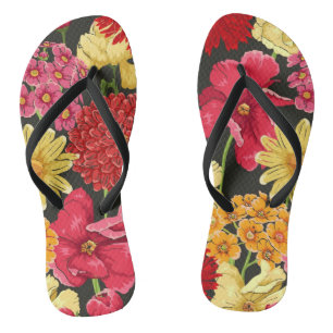 Tapete mit Blumenmuster im Aquarell-Stil Badesandalen