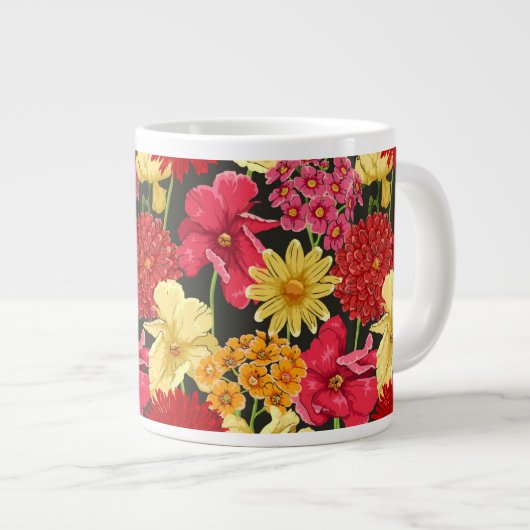 Tapete mit Blumenmuster im Aquarell-Stil Jumbo-Tasse (Vorderseite Rechts)