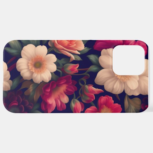 Tapete mit Blumenmuster iPhone Hülle (Hinten horizontal)