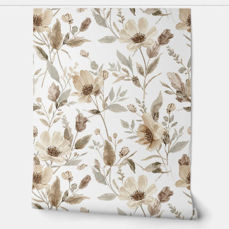 Tapete mit botanischem Muster | Tapete mit Blumenm