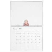 Tapete mit Innendekoration, rote Blume, weißer Hin Kalender (Feb 2026)