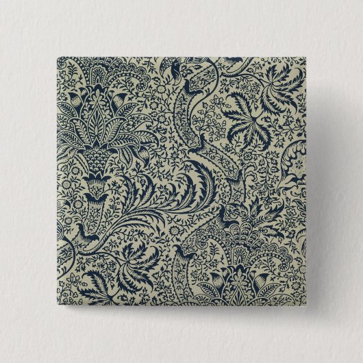 Tapete mit Marineblau-Meerespflanzeartentwurf Button (Vorderseite)