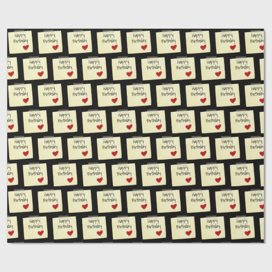Tapete Post It Note with Red Birthday Heart Geschenkpapier (Flach)