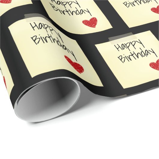 Tapete Post It Note with Red Birthday Heart Geschenkpapier (Rolleneckpunkt)