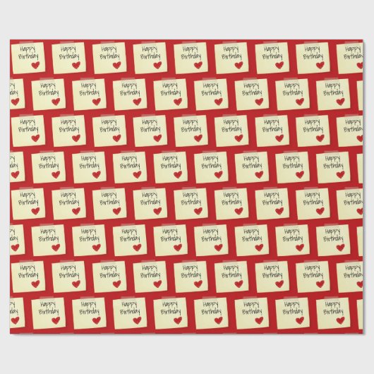 Tapete Post It Note with Red Birthday Heart Geschenkpapier (Flach)