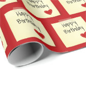 Tapete Post It Note with Red Birthday Heart Geschenkpapier (Rolleneckpunkt)