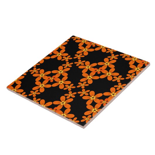 Tapete Retro Orange 1970 Fliese (Seite)