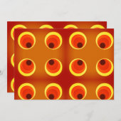 Tapete Retro Orange, Rot 1970 Einladung (Vorne/Hinten)
