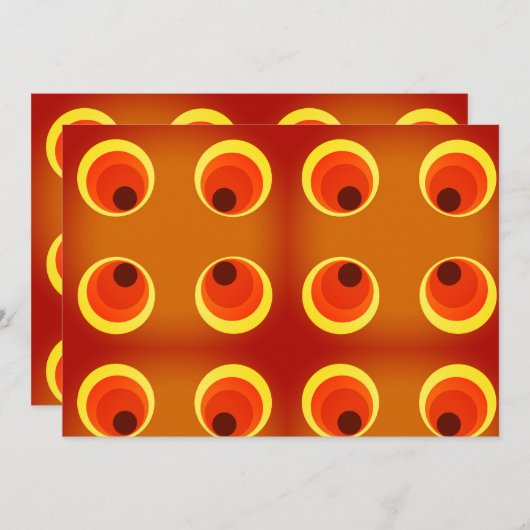 Tapete Retro Orange, Rot 1970 Einladung (Vorne/Hinten)