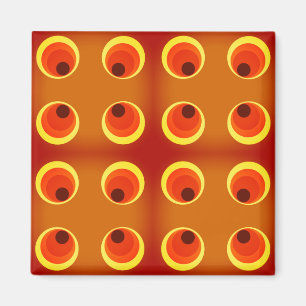 Tapete Retro Orange, Rot 1970 Magnet