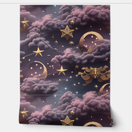 Tapete - Smoky Plum Celestial Moon Design