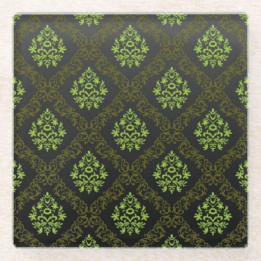 Tapeten-Blumengrün Glasuntersetzer (Vorderseite)