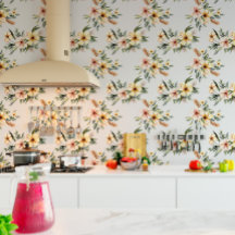 Tapeten mit weichem gelben Blumenmuster