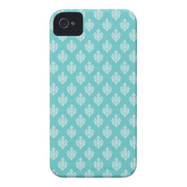 Tapeten-Muster iphone des mini blauen Damastes Case-Mate iPhone Hülle (Rückseite)