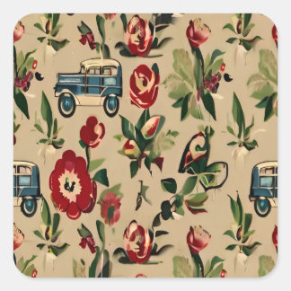 Tapeten Vintage Retro 1940er Quadratischer Aufkleber