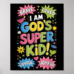 Tapfer liebte Gottes Superkind christlichen Glaube Poster