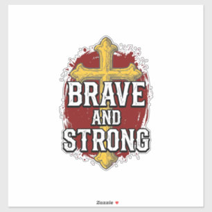 Tapfer und Stark Vintage Kreuz Shirt Design_1 Aufkleber
