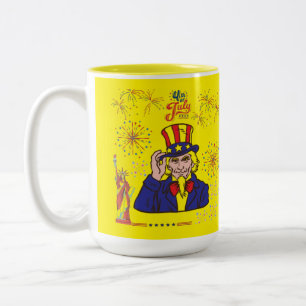 Tapfere Herzen feiern gelb Zweifarbige Tasse