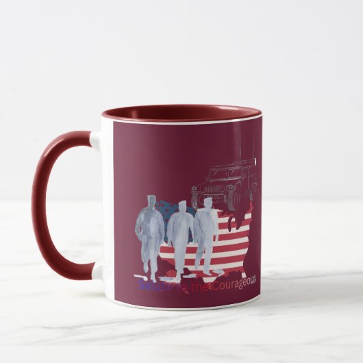 Tapfere Herzen in Maron Tasse (Links)