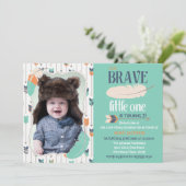 Tapfere Stammes- Geburtstags-Foto-Einladung Einladung (Stehend Vorderseite)