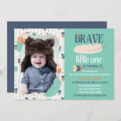 Tapfere Stammes- Geburtstags-Foto-Einladung Einladung (Vorne/Hinten)
