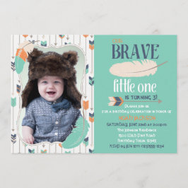 Tapfere Stammes- Geburtstags-Foto-Einladung Einladung