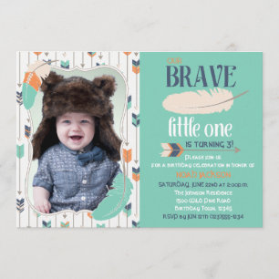 Tapfere Stammes- Geburtstags-Foto-Einladung Einladung