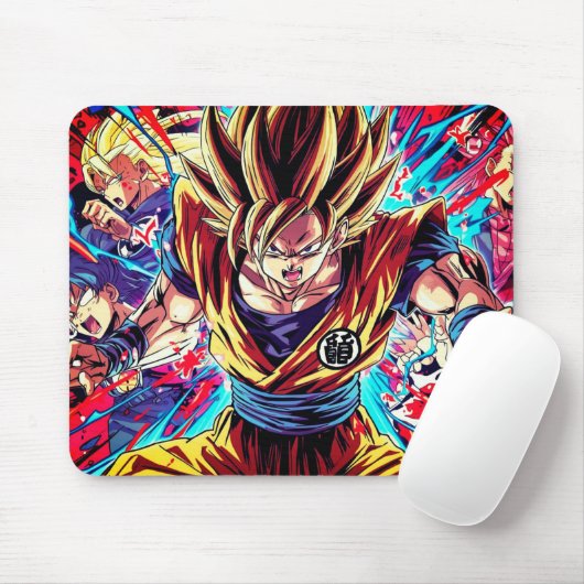 Tapferer Anime-Held-Junge auf Computer-Laptop Mousepad (Mit Mouse)