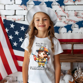 tapferer Feuerwehrmann in heller Ausrüstung T-Shirt