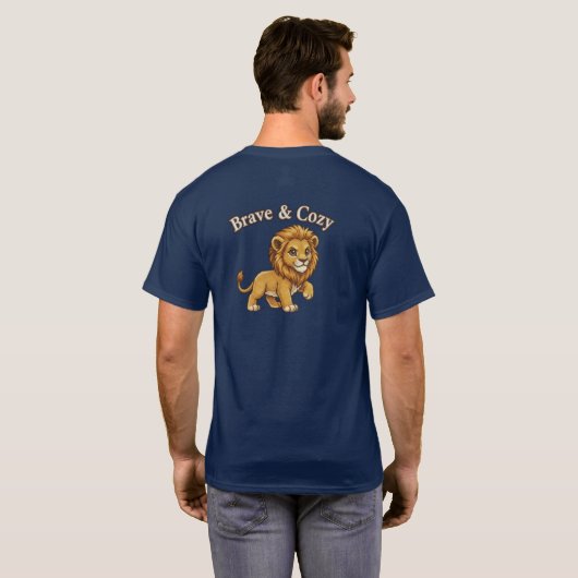 Tapferer & Gemütlicher Niedlicher Löwenjunge T-Shirt (Schwarz voll)