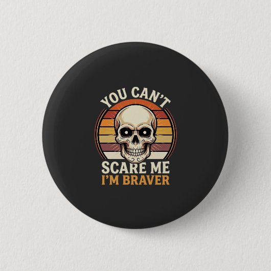 Tapferer Halloween-Totenkopf Retro-Horror-Design_1 Button (Vorderseite)