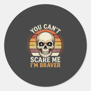 Tapferer Halloween-Totenkopf Retro-Horror-Design_1 Runder Aufkleber