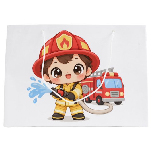 Tapferer kleiner Feuerwehrmann Große Geschenktüte (Vorderseite)