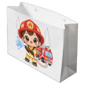 Tapferer kleiner Feuerwehrmann Große Geschenktüte (Rückseite Schrägansicht)