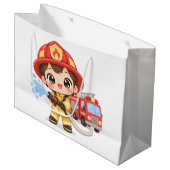 Tapferer kleiner Feuerwehrmann Große Geschenktüte (Vorderseite Schrägansicht)