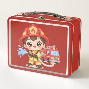 Tapferer kleiner Feuerwehrmann Metall Brotdose