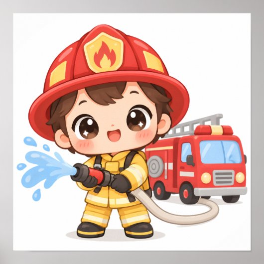 Tapferer Kleiner Feuerwehrmann Poster (Vorne)