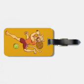 Tapferer Puma, der einen Tennisball zertrümmert Gepäckanhänger (Rückseite horizontal)