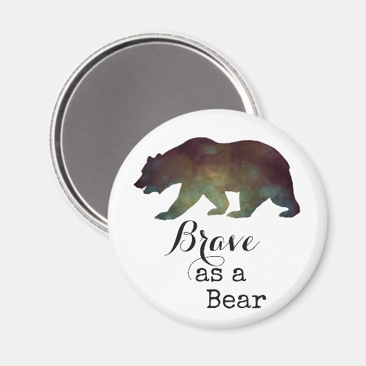 Tapferkeit als Bärenfarben-Typografie Magnet (Vorderseite/Rückseite)