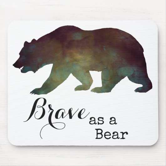 Tapferkeit als Bärenfarben-Typografie Mousepad (Vorne)