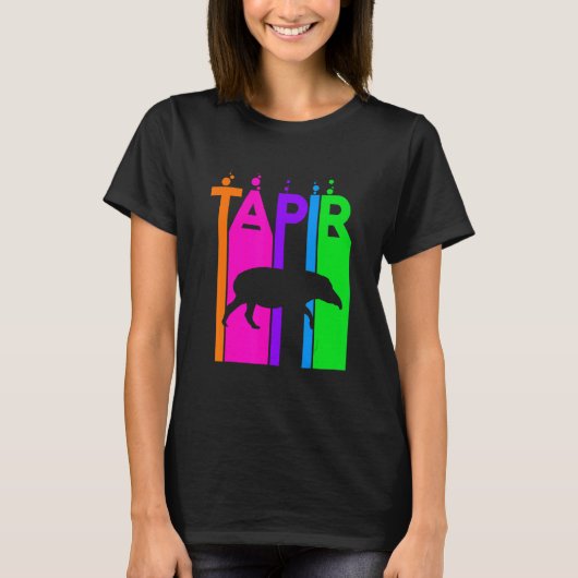 Tapir Animal Rainbow Bubble With Silhouette T-Shirt (Vorderseite)