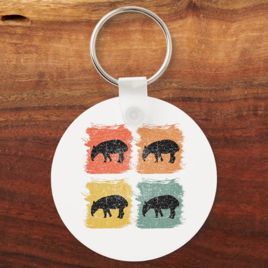 Tapir Animal Retro Pop Kunstgeschenk Schlüsselanhänger (Vorderseite)